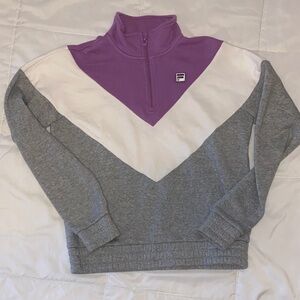 FILA Purple and Gray Quarter-Zip Pullover